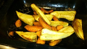 Roasted parsnips and carrots